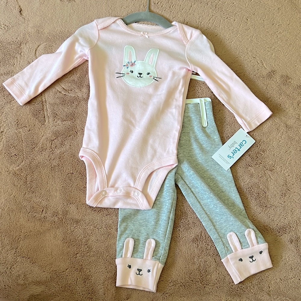NWT Carters 6 Months Bunny 2 Piece Outfit NWT